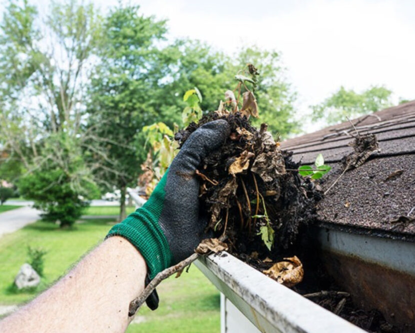 Cleaning Gutters by hand in PEI