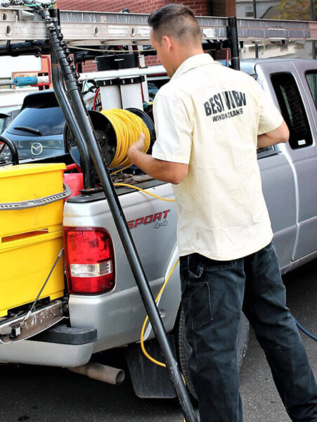 Best View Window Cleaning service truck and professional power washing equipment ready for a job in Charlottetown.